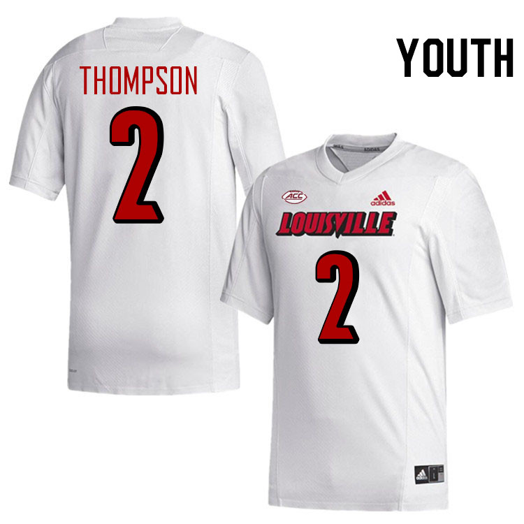 Youth #2 Jadon Thompson Louisville Cardinals College Football Jerseys Stitched-White